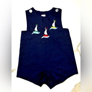Vintage Sailboat Appliqué Kids Romper Size 24 Months